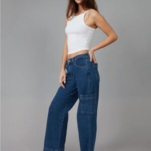 Lola Phoenix relaxed mid rise, wide leg cargo jeans